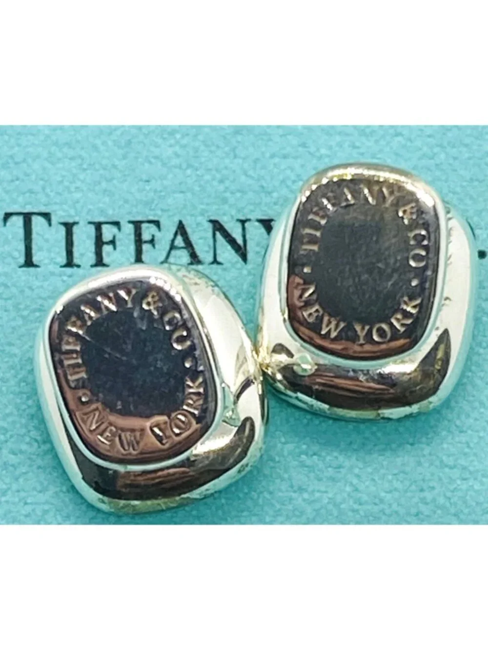 Tiffany & Co Sterling Silver 925 18K Cushion Cufflinks